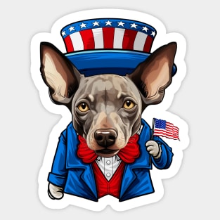 Funny 4th of July Hairless Terrier Dog Sticker